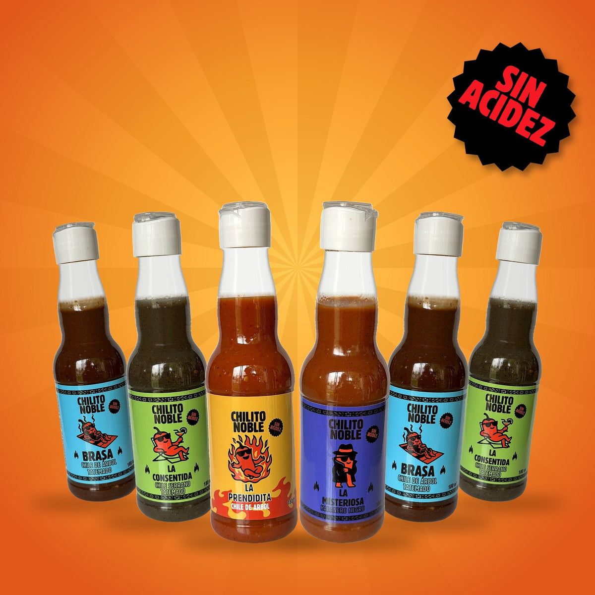 Seis botellas de Chilito Noble de 180 ml
